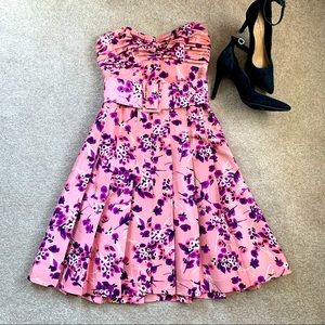 Express Flower Pattern Strapless Dress